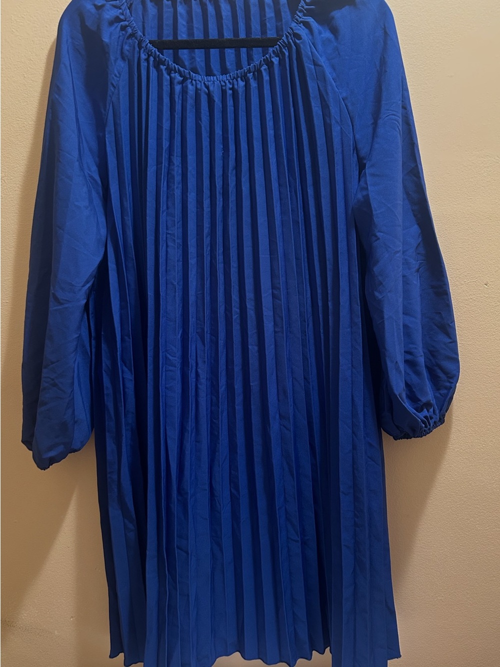 SHEIN Royal Blue Long Sleeve Pleated Dress